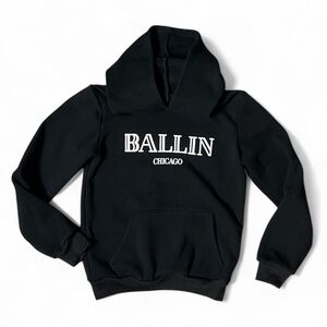 Lola + The Boys Black Hoodie with 'Ballin Chicago' on Front Size 14